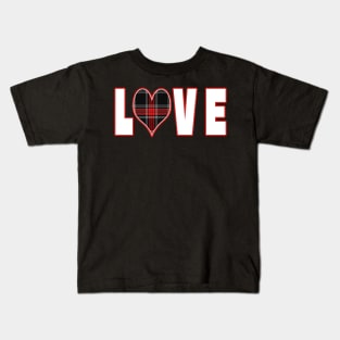 Love valentines plaid heart Kids T-Shirt